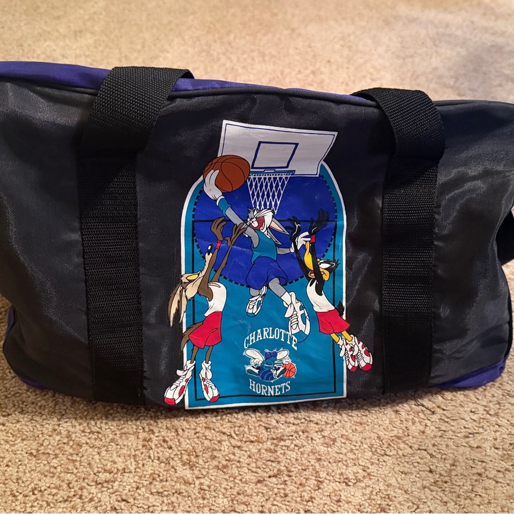 Vintage NBA Charlotte Hornets Looney Tunes Duffel Bag